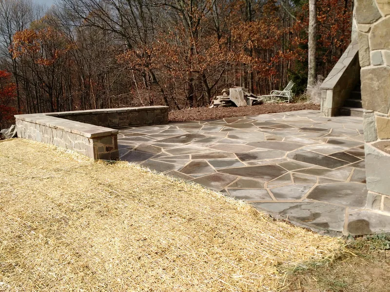 Patio and Sitting wall natural stone, this place is gorgeous and what wonderful people to work for.